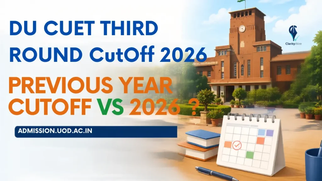DU CUET third round cutoff 2026 compared with previous year cutoff for Delhi University admission